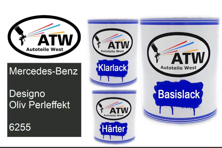 Mercedes-Benz, Designo Oliv Perleffekt, 6255: 1L Lackdose + 1L Klarlack + 500ml Härter - Set, von ATW Autoteile West.